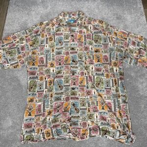 Tori Richard Shirt Mens Large Multicolor Hawaiian Tiki Aloha Made Hawaii